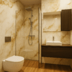 Płyta węglowa PCV marmurowe Light Sand w łazience