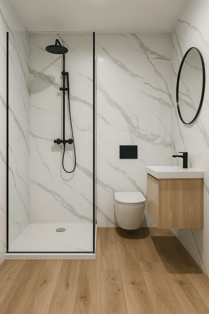 Płyty PCV marmurowe Light White w łazience