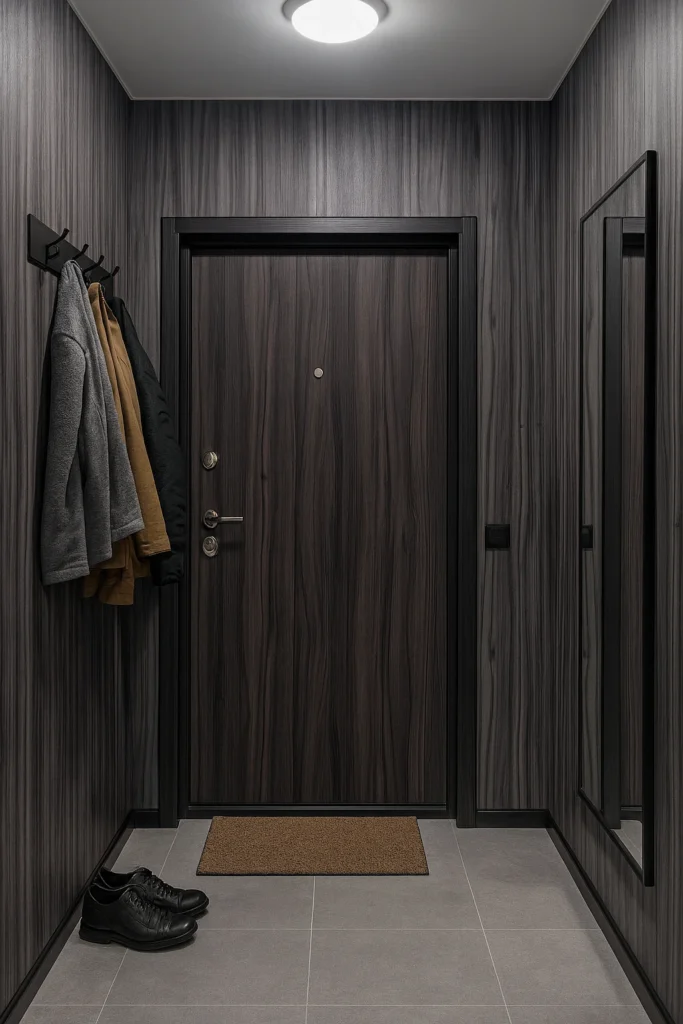 Płyta węglowa drewnopodobna chocolate wood w korytarzu