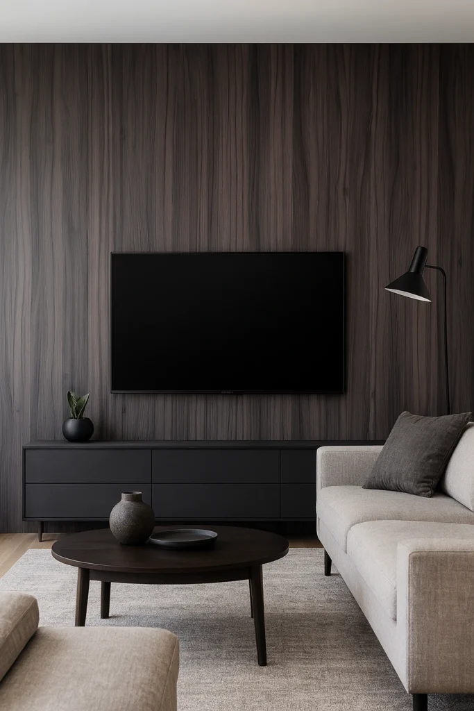 Płyta węglowa drewnopodobna chocolate wood w salonie