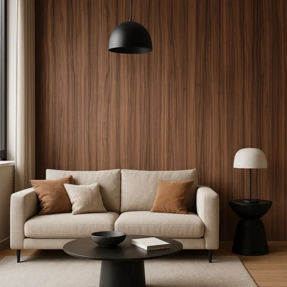 Nut Wood - salon Płyty węglowe imitujące drewno Nut Wood do salonu