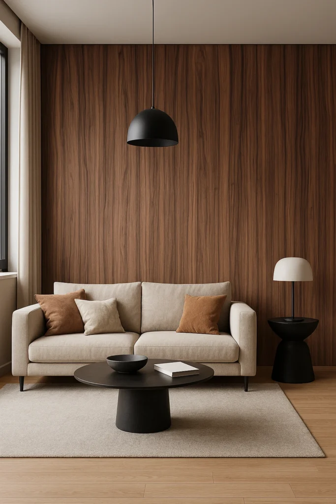 Płyty węglowe imitujące drewno Nut Wood do salonu