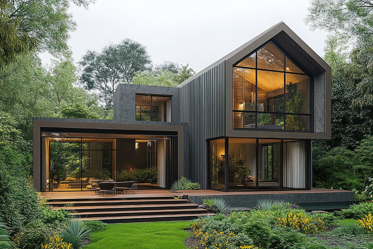 Nowoczesny dom z lamelami elewacyjnymi