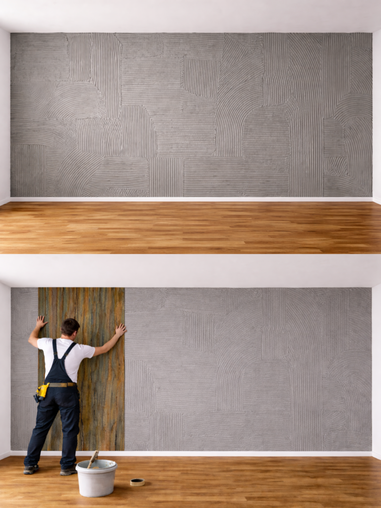 Sposób montażu forniru kamiennego na ścianie