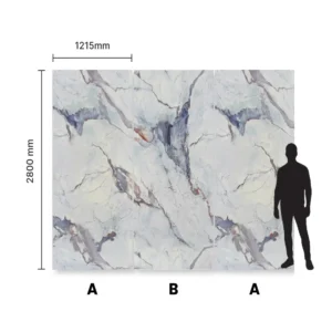 Zdjęcie przedstawia połączone płyty A B A z kolekcji Light Marble firmy Marblex