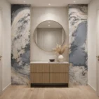 Wizualizacja korytarza fornirem kamiennym Pandora Stone firmy Marblex