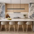 Wizualizacja kuchni fornirem kamiennym Pandora Stone firmy Marblex