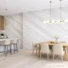 Wizualizacja kuchni i jadalni wykonanej fronirem kamiennym ARCTIC STONE 280x122