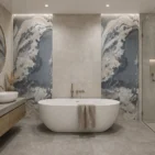 Wizualizacja łazienki kamieniem w rolce Pandora Stone firmy Marblex