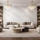 Wizualizacja salonu bez TV wykonanego kamieniem w rolce ARCTIC STONE 280x122