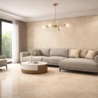 Wizualizacja salonu fornirem kamiennym Desert Stone firmy Marblex