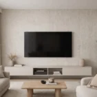 Wizualizacja salonu kamieniem w rolce Trawertyn Beige firmy Marblex