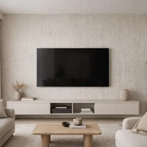 Wizualizacja salonu kamieniem w rolce Trawertyn Beige firmy Marblex Wizualizacja salonu kamieniem w rolce Trawertyn Beige firmy Marblex