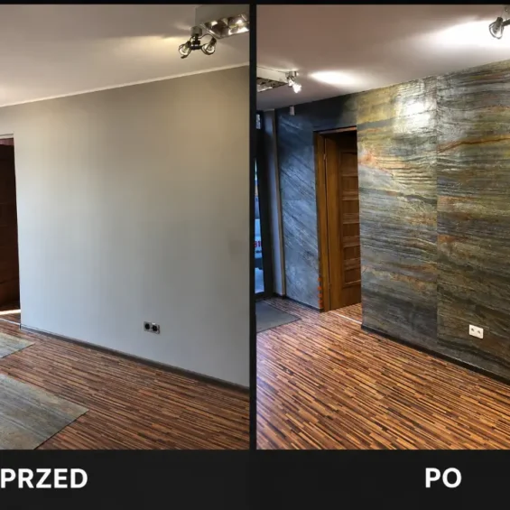 Fornir kamienny Tree Stone 61x122 zdjęcia z realizacji korytarza przed i po Fornir kamienny Tree Stone 61x122 zdjęcia z realizacji korytarza przed i po